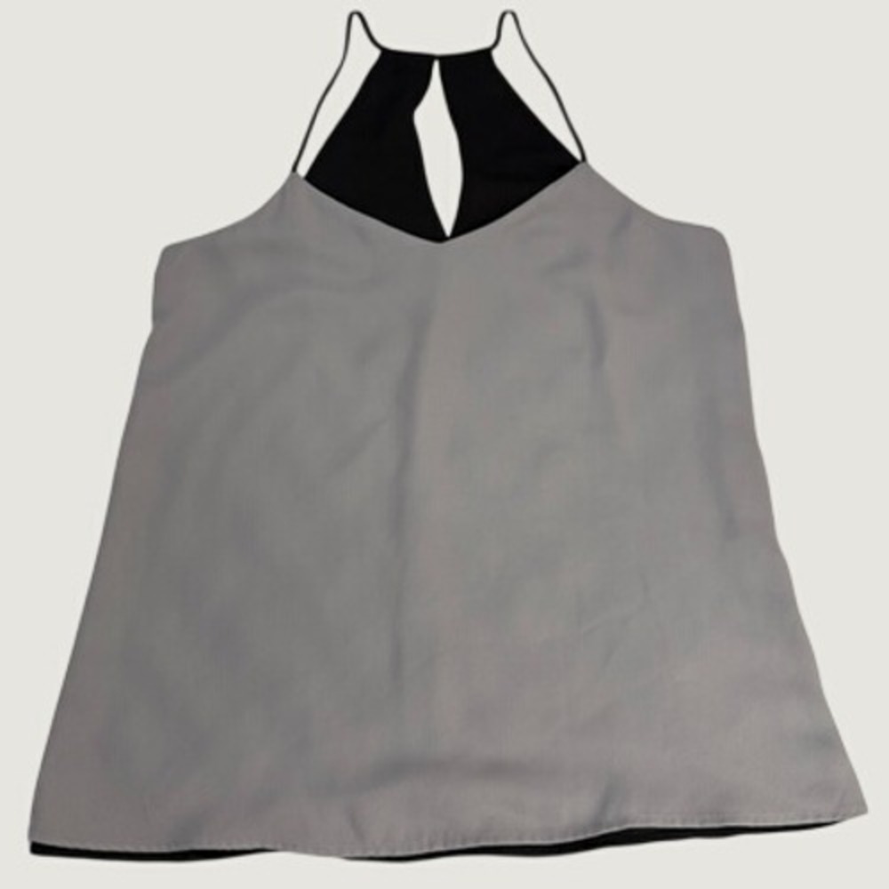 Express -W/O tags Gray and Black Halter soft Blouse Size S keyhole neckline